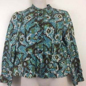 Charter Club Linen Watercolor Ikat Print Jacket